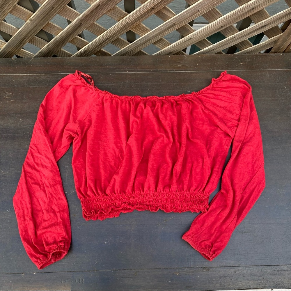 PacSun - Me to We | Red Off the Shoulder Crop Top